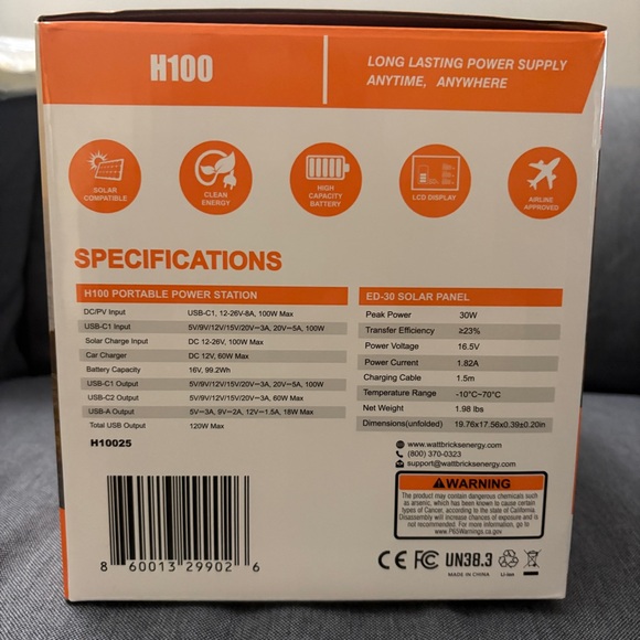 Black Portable Power Station with Solar Panel - Picture 2 of 3